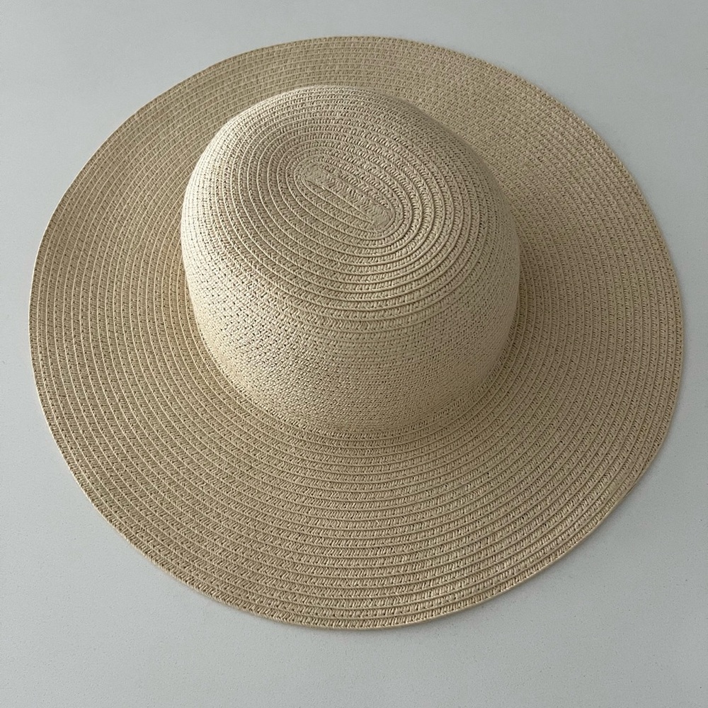 H&M Wide Brim Straw Sun Hat in Natural Beige